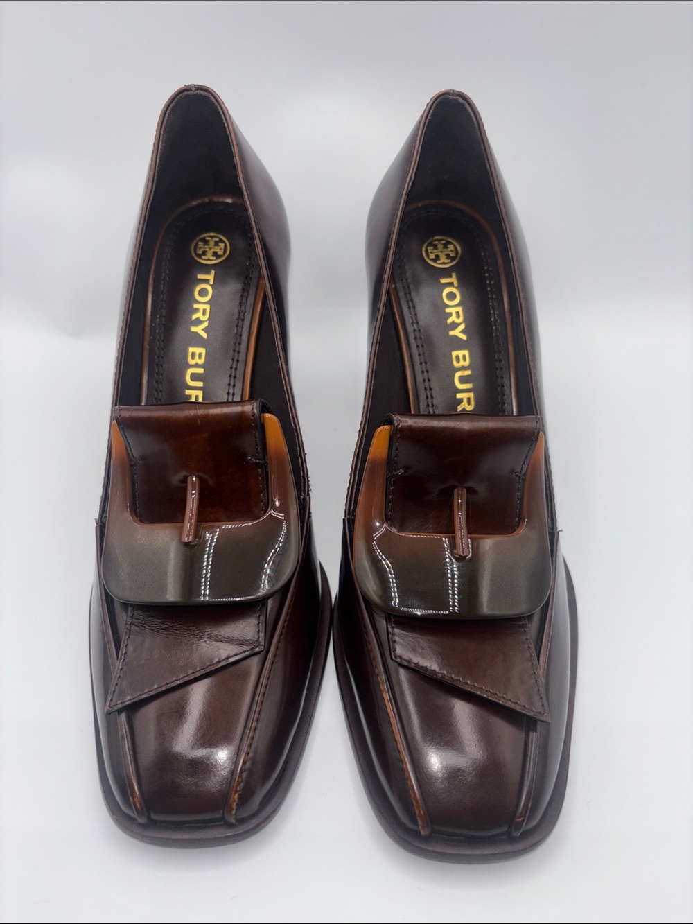 Tory Burch Dark Brown Leather Slip-On Heels